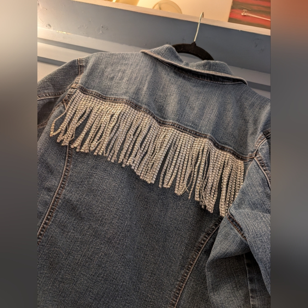 Denim Jacket with Fringe Detail